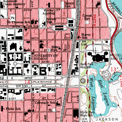 Topographic Map of Blackstone Hall, IL