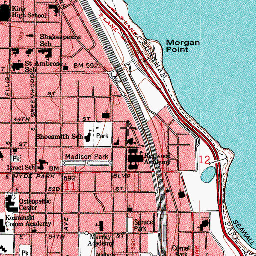 Topographic Map of Blackstone Memorial Library, IL