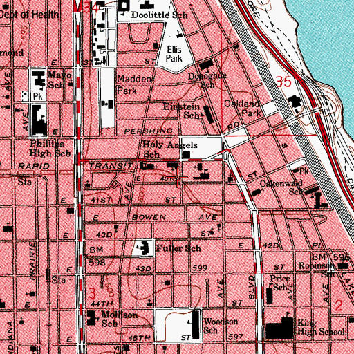 Topographic Map of Blackwell Memorial African Methodist Episcopal Zion Church, IL