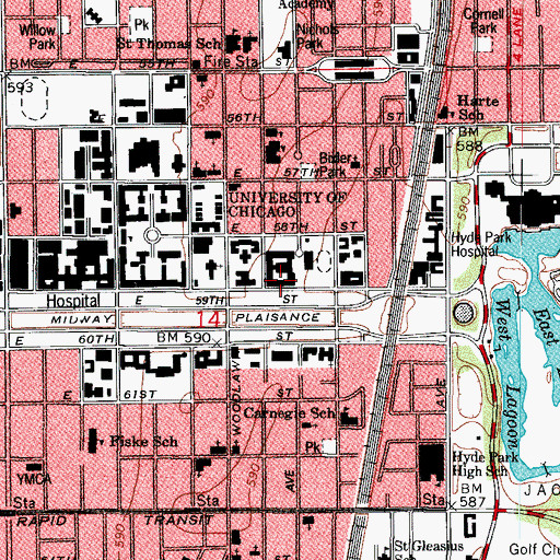 Topographic Map of Blaine Hall, IL