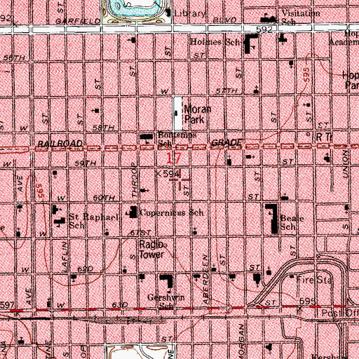 Topographic Map of Blood of Christ Spiritual Temple, IL