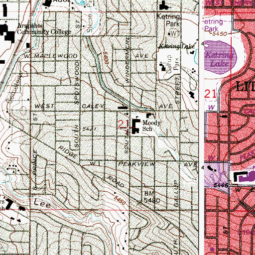 Topographic Map of Ralph Moody Elementary School, CO