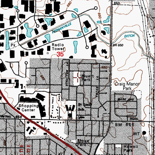 Topographic Map of Bluett Park, IL