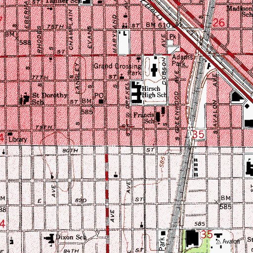 Topographic Map of Bobbie and Joans Nursery and Kindergarten, IL