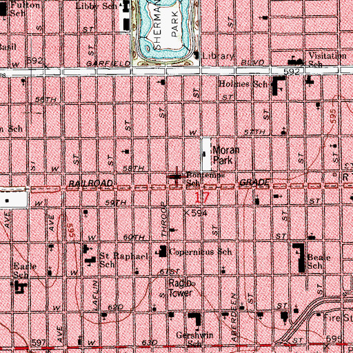 Topographic Map of Bontemps Elementary School, IL