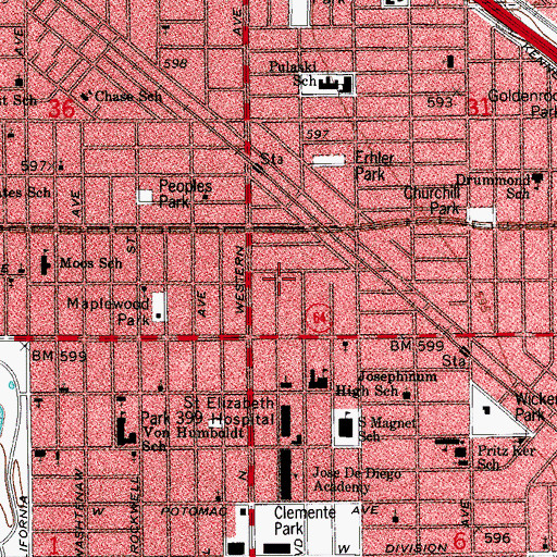 Topographic Map of Borinquena Campus, IL