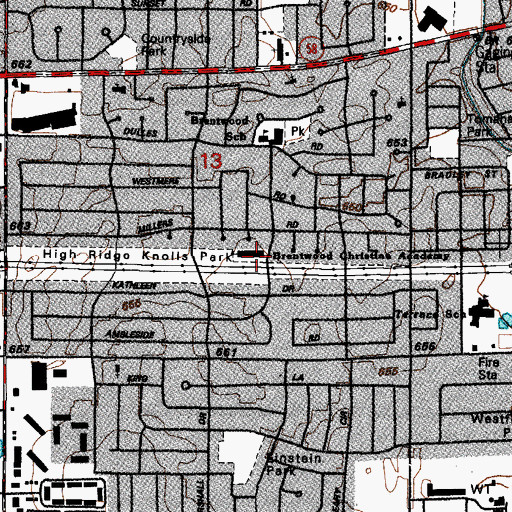 Topographic Map of Brentwood Baptist Christian Academy, IL