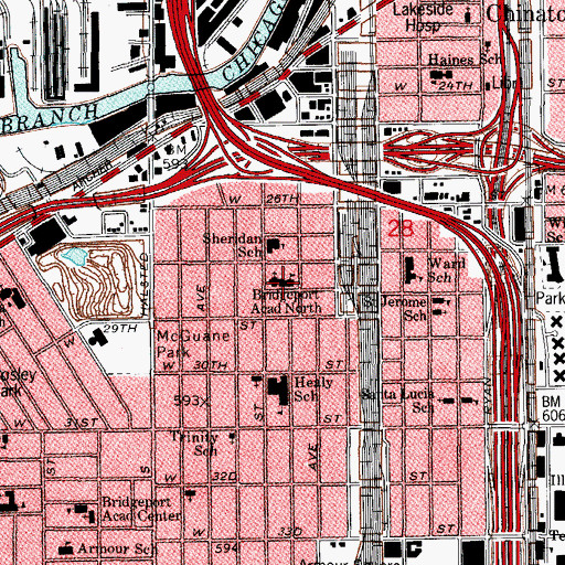 Topographic Map of Bridgeport Academy North, IL