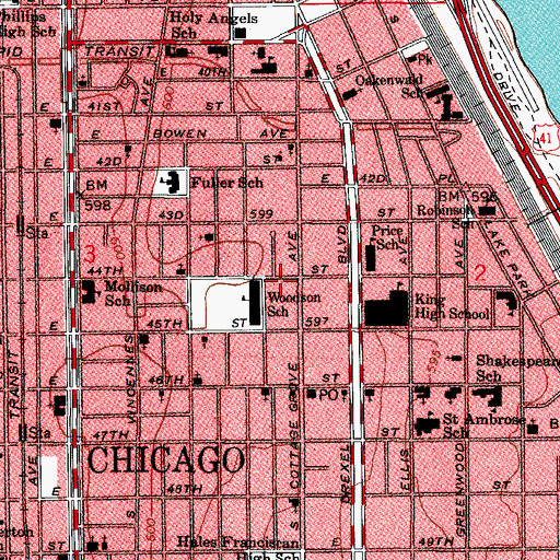 Topographic Map of Bright Star Church of God in Christ, IL