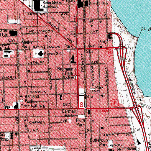 Topographic Map of Bromann Park, IL
