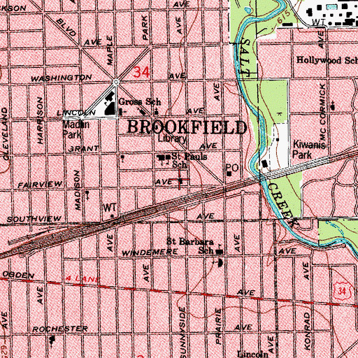 Topographic Map of Brookfield Baptist Church, IL