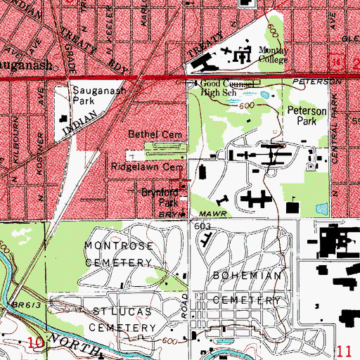 Topographic Map of Brynford Bible Church, IL