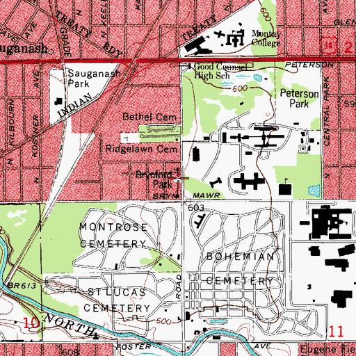 Topographic Map of Brynford Park, IL