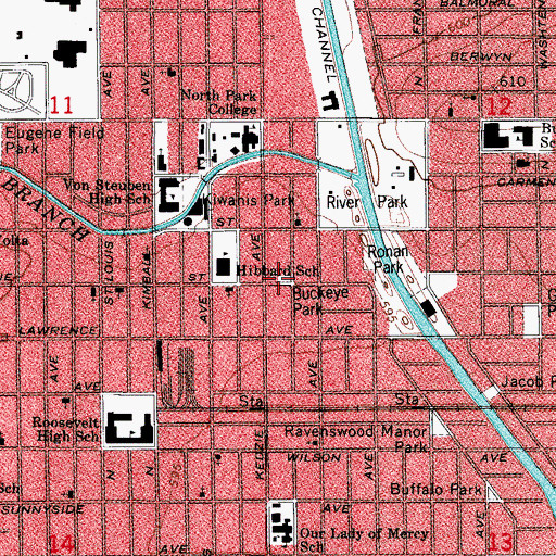 Topographic Map of Buckeye Park, IL