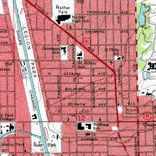 Topographic Map of Budlong Woods Golf Club (historical), IL