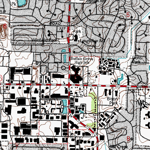 Topographic Map of Buffalo Grove High School, IL