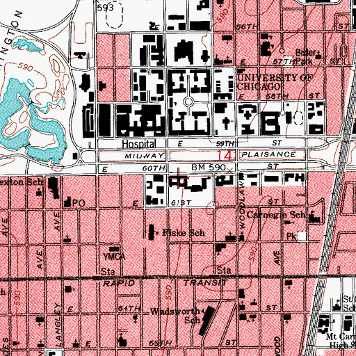 Topographic Map of Burton-Judson Courts, IL