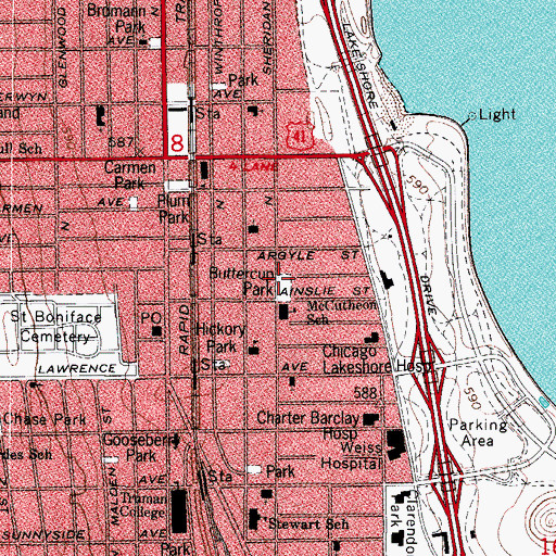 Topographic Map of Buttercup Park, IL