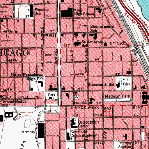 Topographic Map of C A Spry House, IL