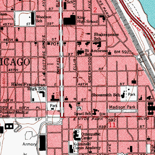 Topographic Map of C H Canby House, IL