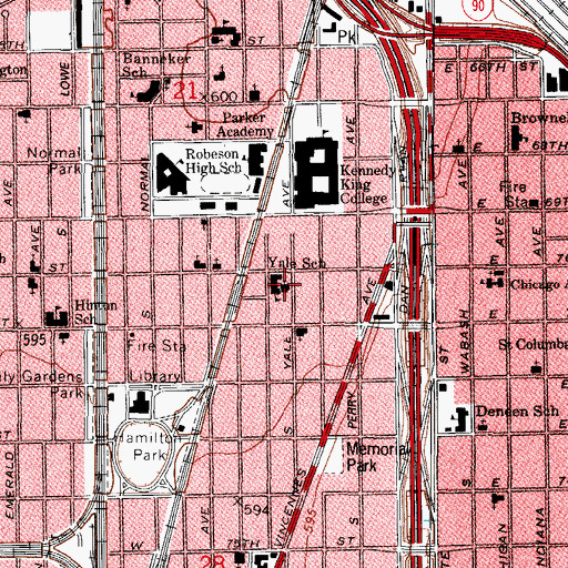 Topographic Map of Calvary Light Pentecostal Church, IL