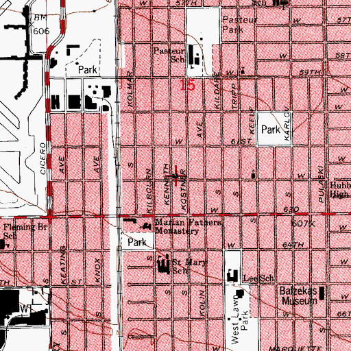 Topographic Map of Calvary Lutheran Church, IL