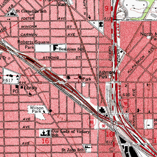 Topographic Map of Calvary United Methodist Church, IL