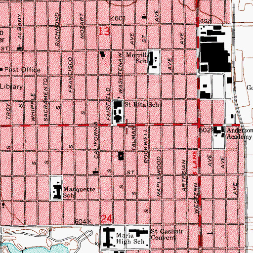 Topographic Map of Capri School of Beauty Culture, IL