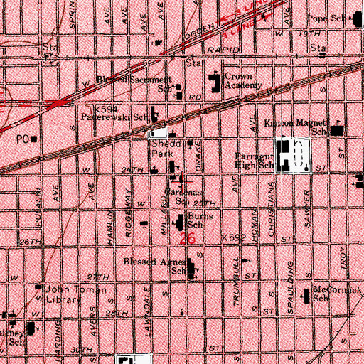 Topographic Map of Cardenas Elementary School, IL
