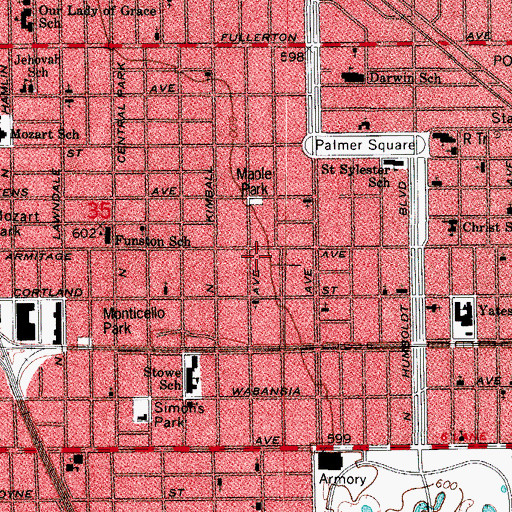 Topographic Map of Caribe Driving School, IL