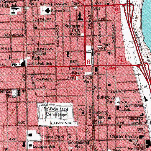 Topographic Map of Carmen Park, IL
