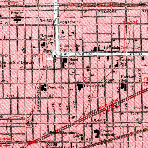 Topographic Map of Carol Divine Temple Church of God in Christ, IL
