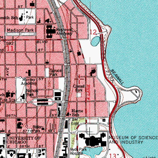 Topographic Map of Catholic Theological Union, IL