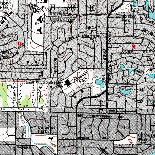 Topographic Map of Centennial Park, IL