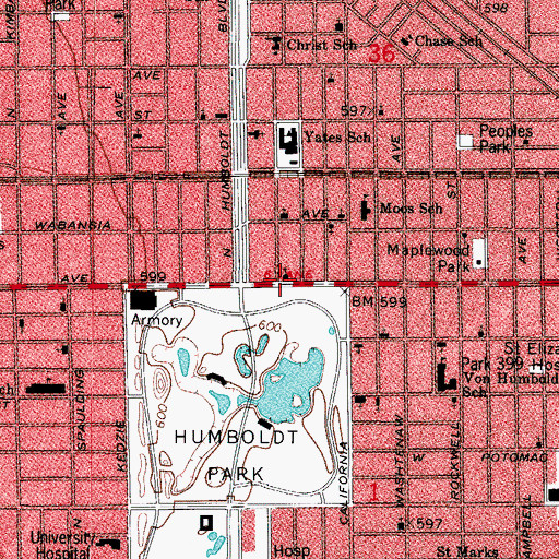 Topographic Map of Center for Theological Studies, IL