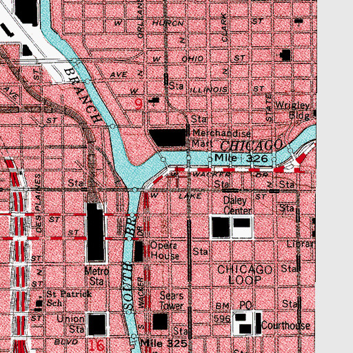Topographic Map of Central YMCA Community College, IL