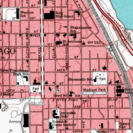 Topographic Map of Charles A Goodyear House, IL