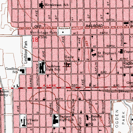 Topographic Map of Charles Earle Playground, IL