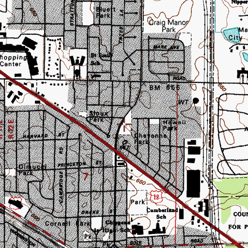 Topographic Map of Cheyenne Park, IL