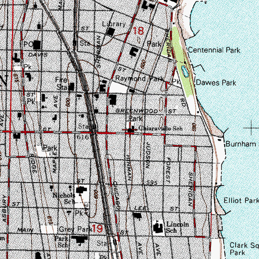 Topographic Map of Chiaravalle Montessori School, IL