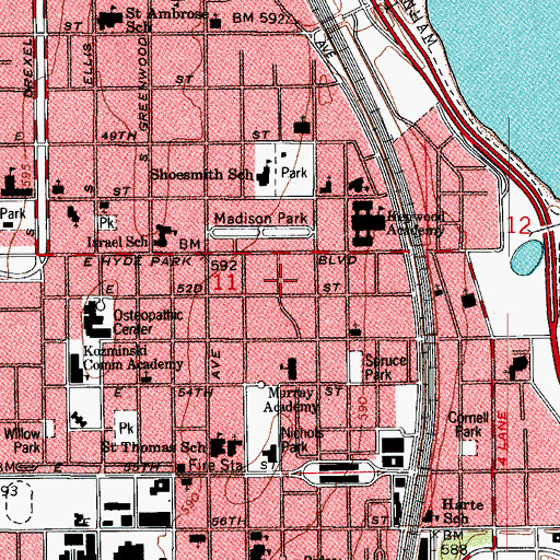 Topographic Map of Chicago Arms, IL