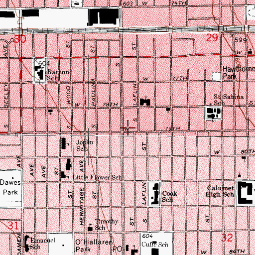 Topographic Map of Chicago Assembly Hall of Jehovahs Witnesses, IL