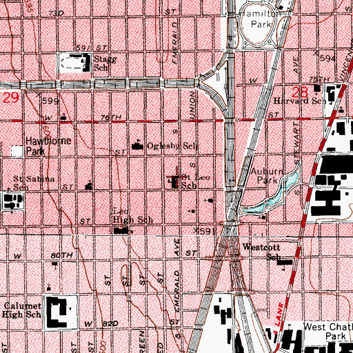 Topographic Map of Chicago Association for Retarded Children Residential Center, IL