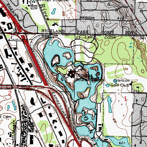 Topographic Map of Chicago Botanical Gardens, IL