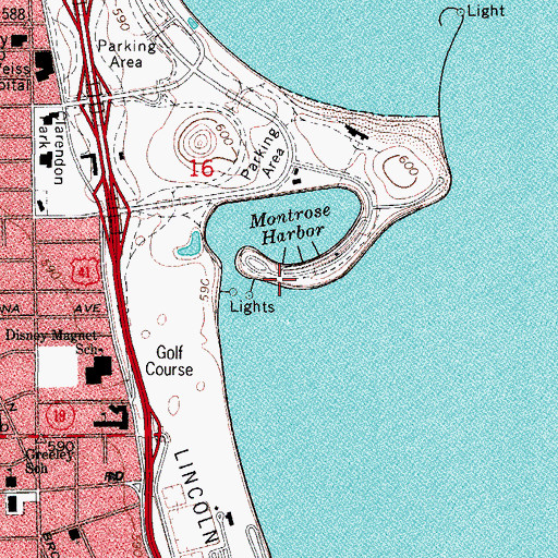 Topographic Map of Chicago Corinthian Yacht Club, IL