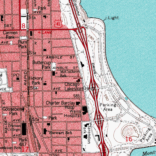 Topographic Map of Chicago Lakeshore Hospital (historical), IL