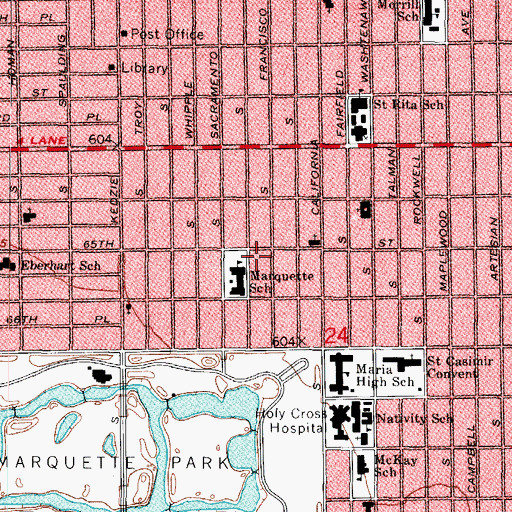 Topographic Map of Chicago Lawn, IL