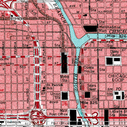 Topographic Map of Chicago Northwestern Terminal, IL