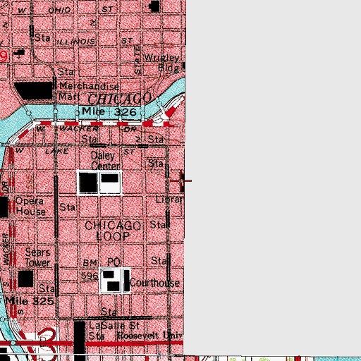 Topographic Map of Chicago Public Library Cultural Center, IL