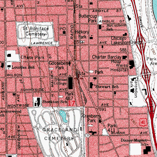 Topographic Map of Chicago Urban Skills Institute, IL